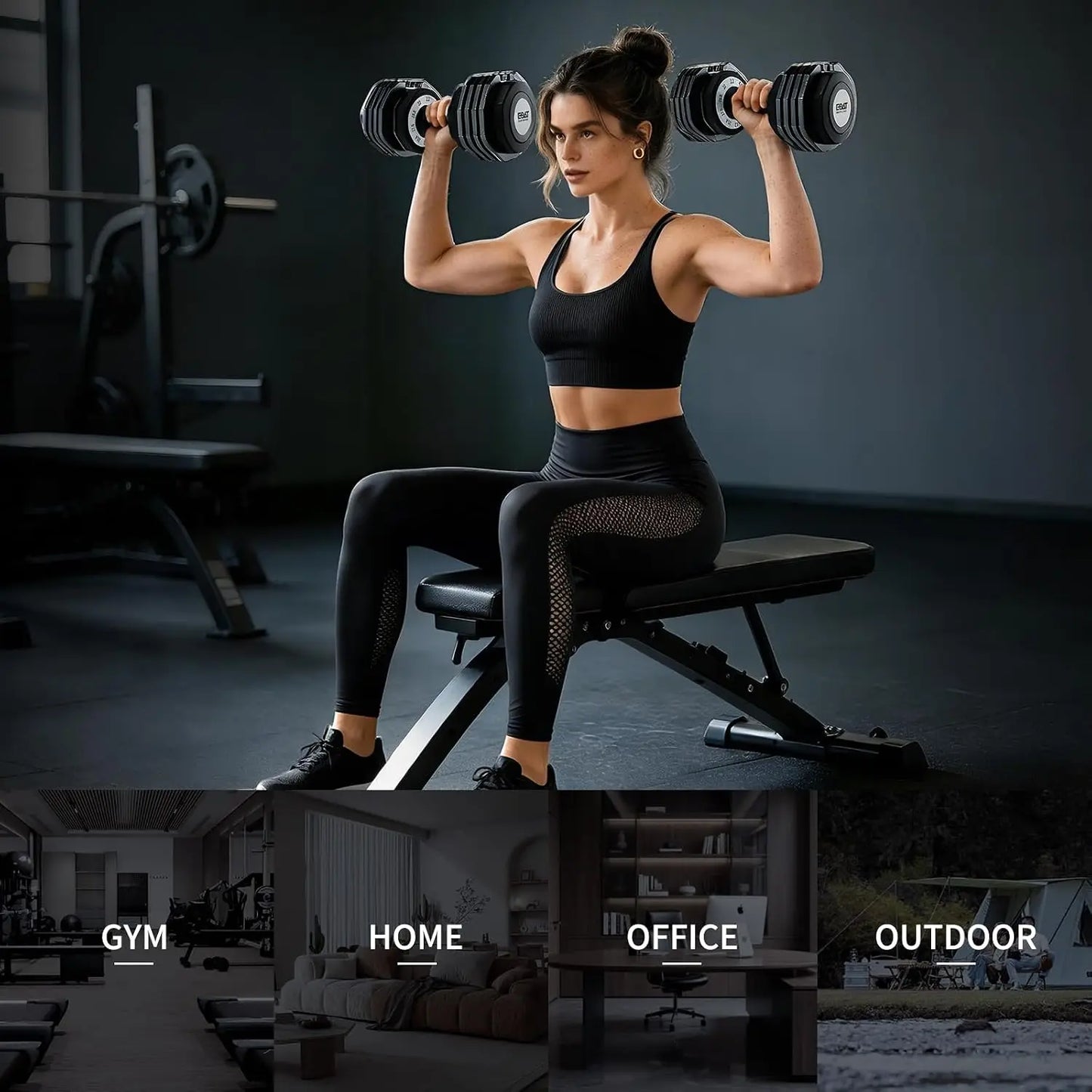 22/33 lbs Pair/Single Adjustable Dumbbells Set,Premium Quick Adjust, 10 in 1 Adjustable Dumbbell Set for Men and, Custom