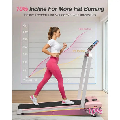 Portable Incline Treadmill with 320 lbs Capacity, Walking Pad, Handle Bar, App & Remote, Wide Belt, LED Display