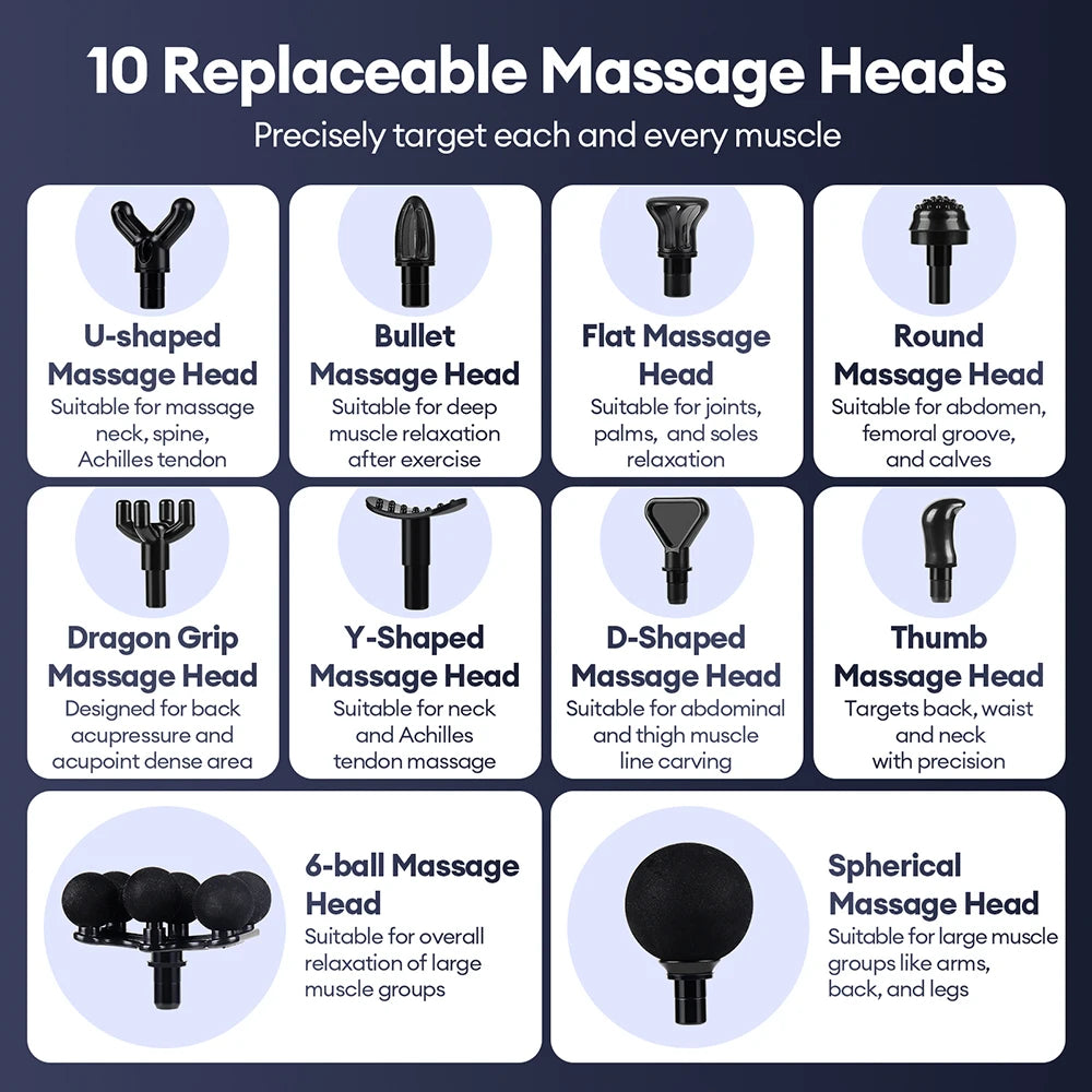 Mini 6-Heads Fascia Gun 38 Level High Frequency Vibration Body Massage Gun Muscle Relaxation Shoulde Waist Back Leg Arm Massager