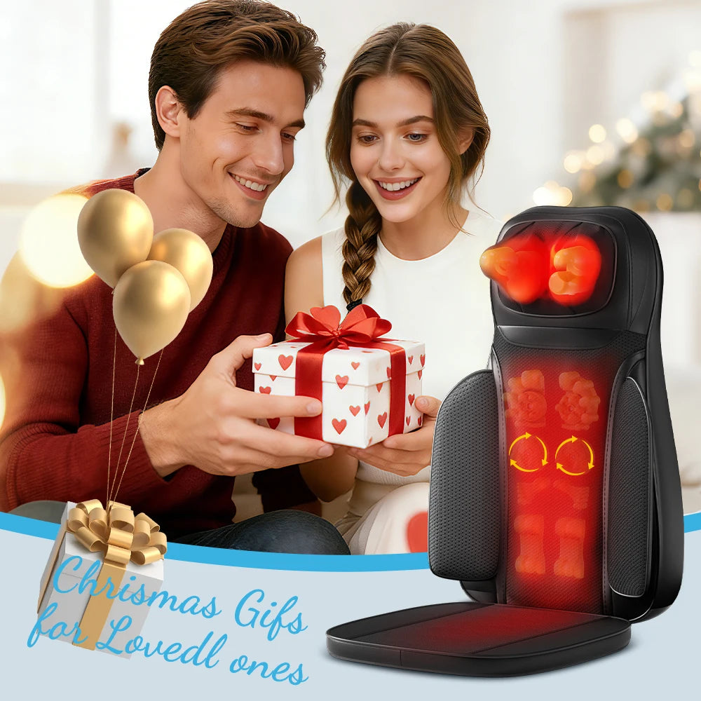 Shiatsu Neck Back Massager with Heat, Adjustable Massage Chair Pad Back Support Massage Seat Cushion for Full Body Massager Gifts for Dad Mom, Adjustable Intensity and Height for Office Chair and Home Use