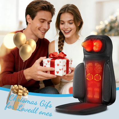 Shiatsu Neck Back Massager with Heat, Adjustable Massage Chair Pad Back Support Massage Seat Cushion for Full Body Massager Gifts for Dad Mom, Adjustable Intensity and Height for Office Chair and Home Use