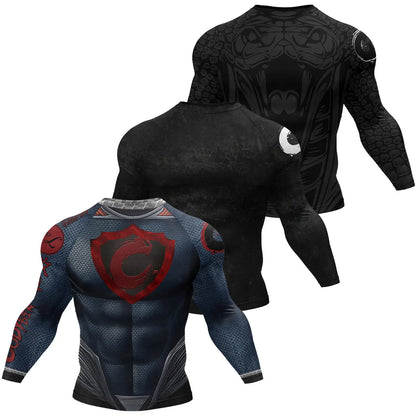 Bjj Rash Guards Mens Jiu Jitsu MMA T-shirt Rashguard No Gi Long Sleeve Men Boxing Running Training T-shirts Strech Sport Tees
