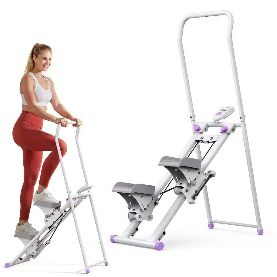 New Version Of Home Fitness Stair Step Machine, Vertical Climbing Machine Workout Equipment, Sliding Machine Suitable For Full-Body Exercise , Compact And Foldable, Adjustable Stride Length, Adjustable Resistance  & Pedals, S