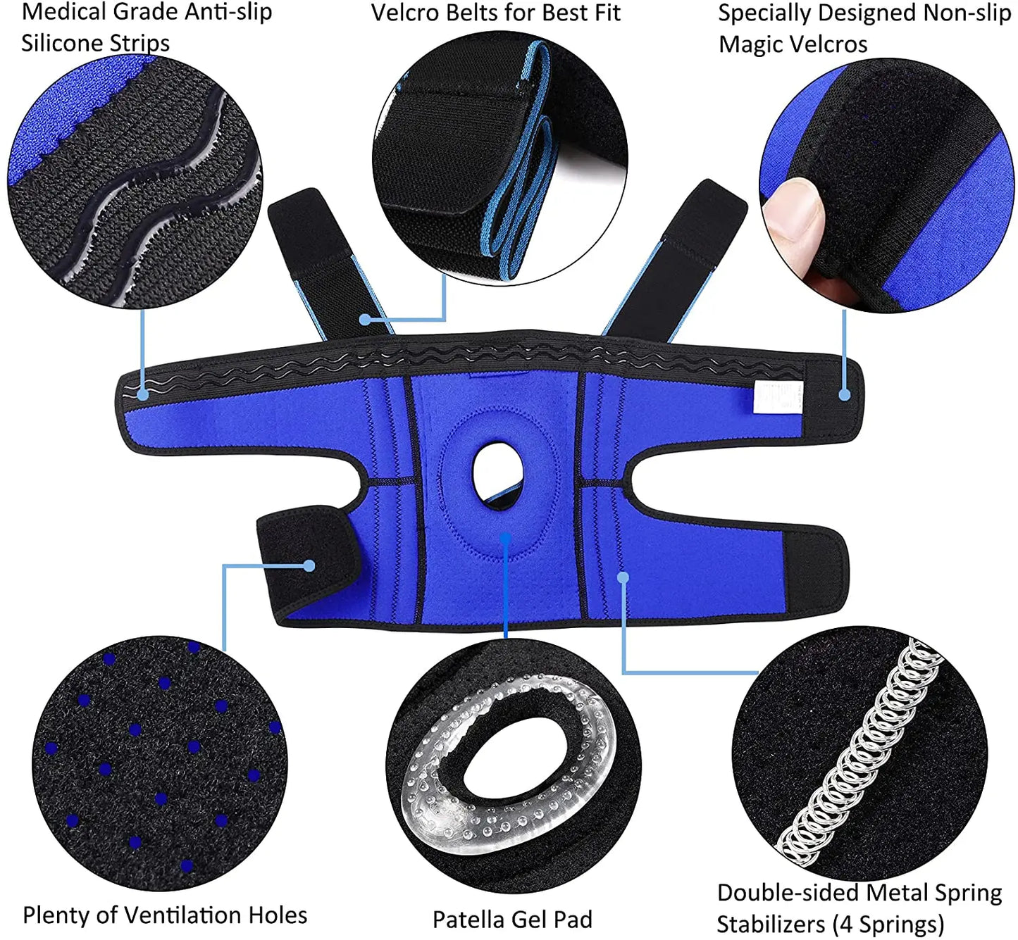 Knee Brace with Side Stabilizers for Meniscus Tear Knee Pain ACL MCL Injury Recovery Adjustable Knee Support for Men and Women
