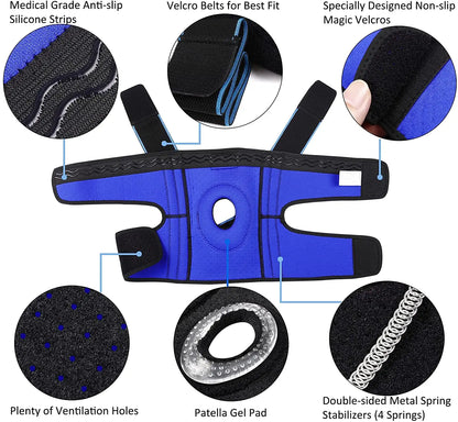 Knee Brace with Side Stabilizers for Meniscus Tear Knee Pain ACL MCL Injury Recovery Adjustable Knee Support for Men and Women