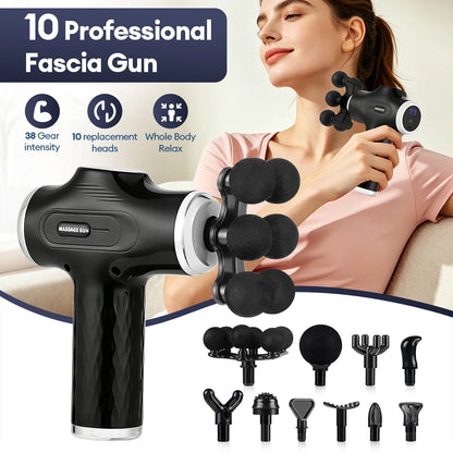 Mini 6-Heads Fascia Gun 38 Level High Frequency Vibration Body Massage Gun Muscle Relaxation Shoulde Waist Back Leg Arm Massager