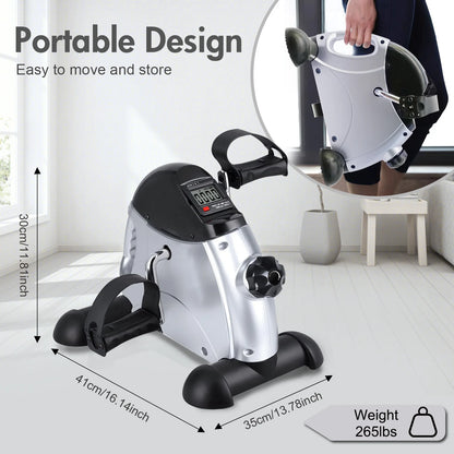 Mini Under Desk Pedal Exerciser Bike Multi-Function Motorized Digital With LCD Screen Display for Leg Arm and Knee for Elderly