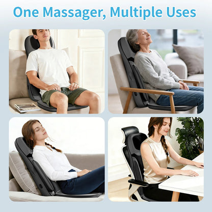 Shiatsu Neck Back Massager with Heat, Adjustable Massage Chair Pad Back Support Massage Seat Cushion for Full Body Massager Gifts for Dad Mom, Adjustable Intensity and Height for Office Chair and Home Use
