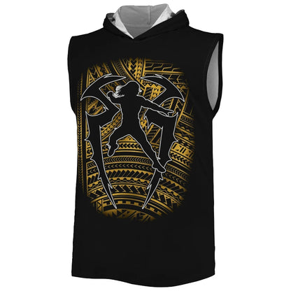 Men's Black Roman Reigns Tribal Logo Sleeveless Hoodie 3D Quick Dry Breathable Sports Gym Tank Top Street Casual Hooded Tank