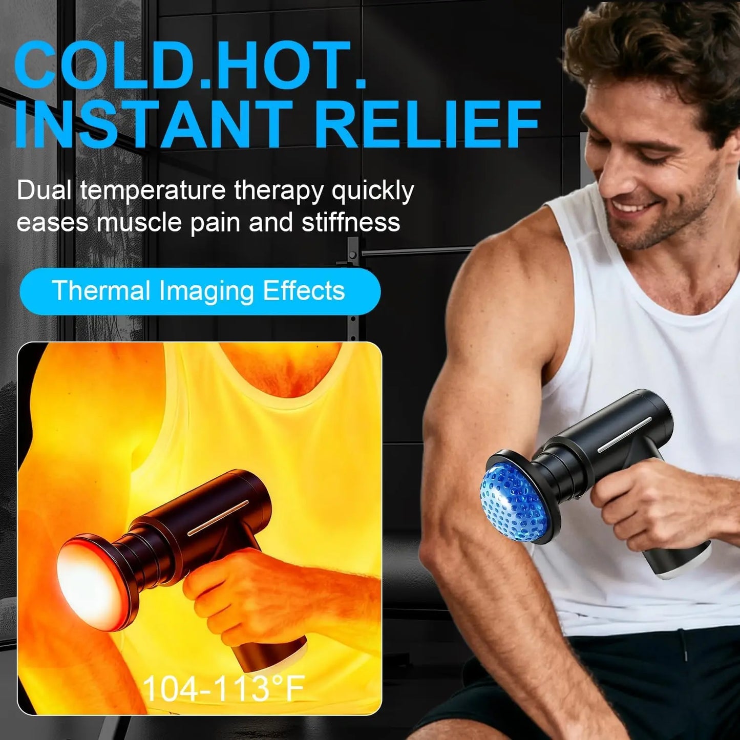 Deep Tissue Massage Gun with Heat Cold 6 Speeds Handheld Percussion Massager Fascia Gun For Body Back Neck Leg Massage Tools