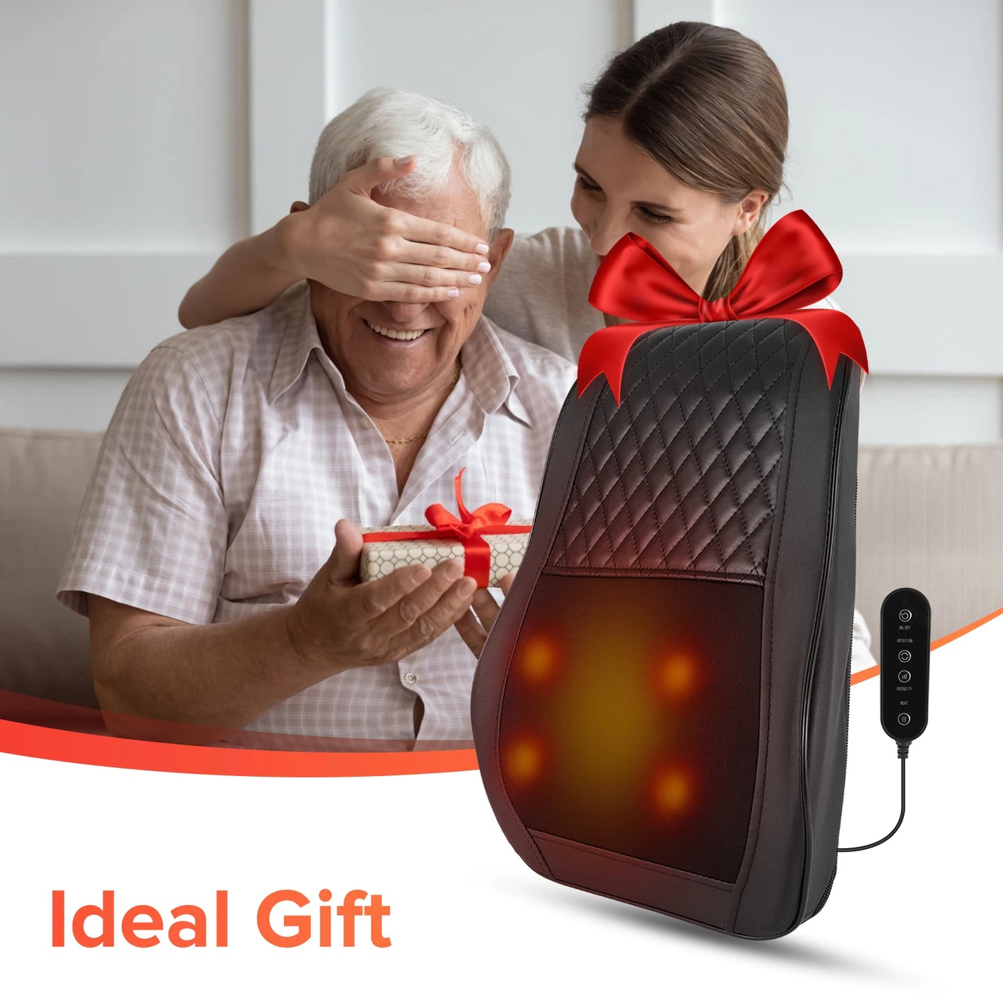 LINGTENG Heat Therapy + 3D Kneading Back Massager, Fits the Curves of Your Neck, Shoulders, Back, and Legs, 2500mAh Lithium Battery with USB Charging, Long-Lasting Power. Perfect for Office Workers and Elders, an Ideal Christ