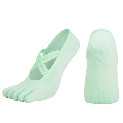 Yoga Socks Backless Breathable Bandage Low Cut Pilates Socks Women Silicone Anti-slip Five-Finger Gym Fitness Dance Sports Socks
