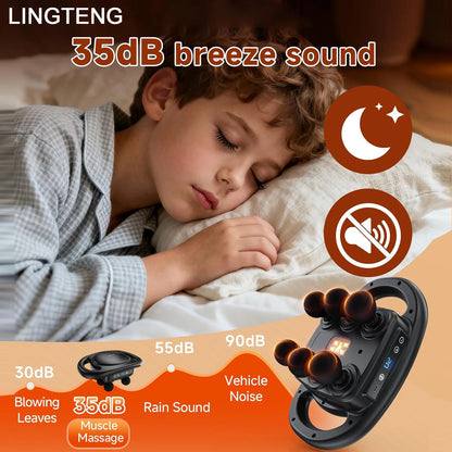 LINGTENG Massage Gun Deep Tissue, 6‑Heads Muscle Massager, Back Massager, Handheld Percussion Massage Tool, 9‑Speed Levels & 4 Modes, Christmas & Birthday Gift for Adults