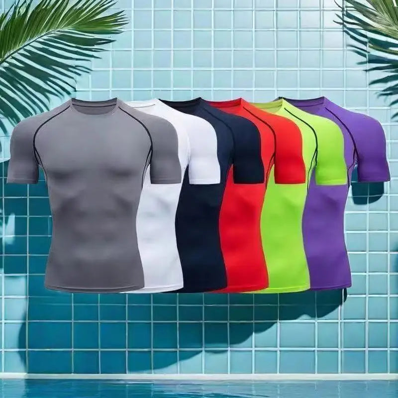 Men's Compression T-Shirt Summer Sportswear Running T shirt Elastic Quick Dry Sport Tops Tee Athletic Gym Workout T Shirts Men