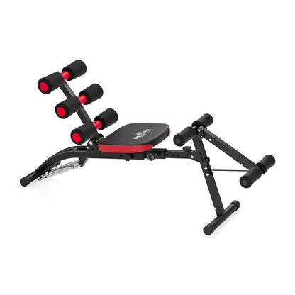6 in1 4-Level Adjustable Ab Workout Bench, Foldable Core Trainer for Home Gym, 300LB Capacity Full Body Exercise Machine, Compact Multifunctional Abdominal Workout Equipment for Abs, Legs, Glutes