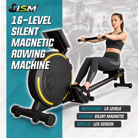 Silent Magnetic Rowing Machine 265LB Capacity 16 Resistance Levels Tablet Holder Home Gym Cardio Full Body Workout Equipment