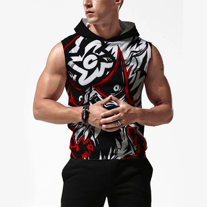 Men's Black Penta Penta's Gym Tank Top 3D Outdoor Sports Quick Dry Breathable Hooded Tank Street Casual Sleeveless Hoodie 2026
