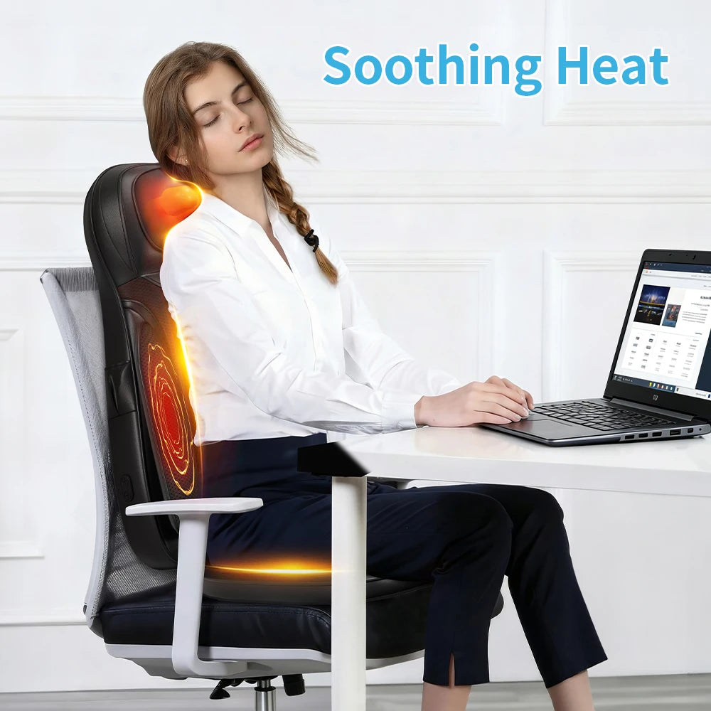 Shiatsu Neck Back Massager with Heat, Adjustable Massage Chair Pad Back Support Massage Seat Cushion for Full Body Massager Gifts for Dad Mom, Adjustable Intensity and Height for Office Chair and Home Use