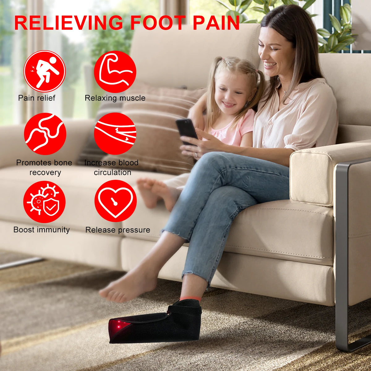 Red Light Therapy for Feet,Infrared Light Therapy Shoes Wraps Toes & Ankle,Led Near Infrared Light Boots,Adjustable Power & Time