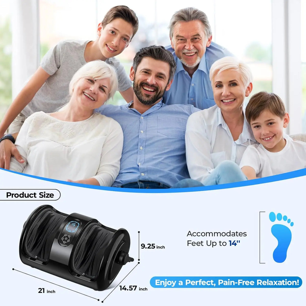 Shiatsu Foot Massager Calf Massage Machine Airbag Heated Vibration 3 Levels Detachable Kneading Massager Tired Relief Home Spa