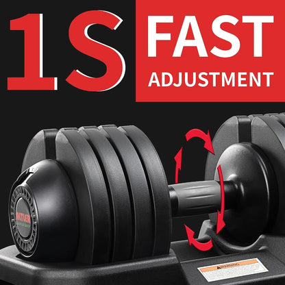 Adjustable Dumbbell Set, 25/52LB Pair with Tray for Workout Strength Training Fitness, Adjustable Weight Dial Dumbbell, Custom