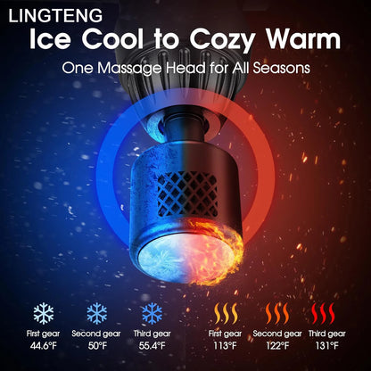 LINGTENG Massage Gun with Hot and Cold Functions, Deep Tissue Massage Gun, Back and Neck Massager, Muscle Percussion Massager, Handheld Massager, 7 Massage Heads, Comes with Storage Case, Christmas Gift, Birthday Gift, Sports