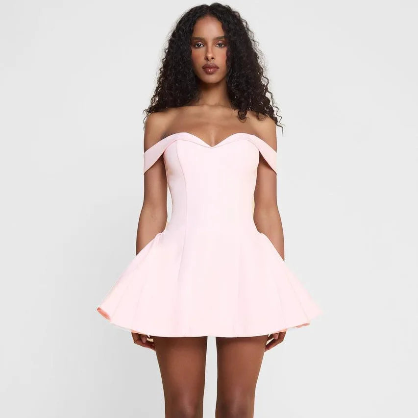 Women's Clothing 2025 Autumn New Arrival Contrast Color Design Sexy Tube Top Slim Fit Ruffle Dress Vestidos De Mujer