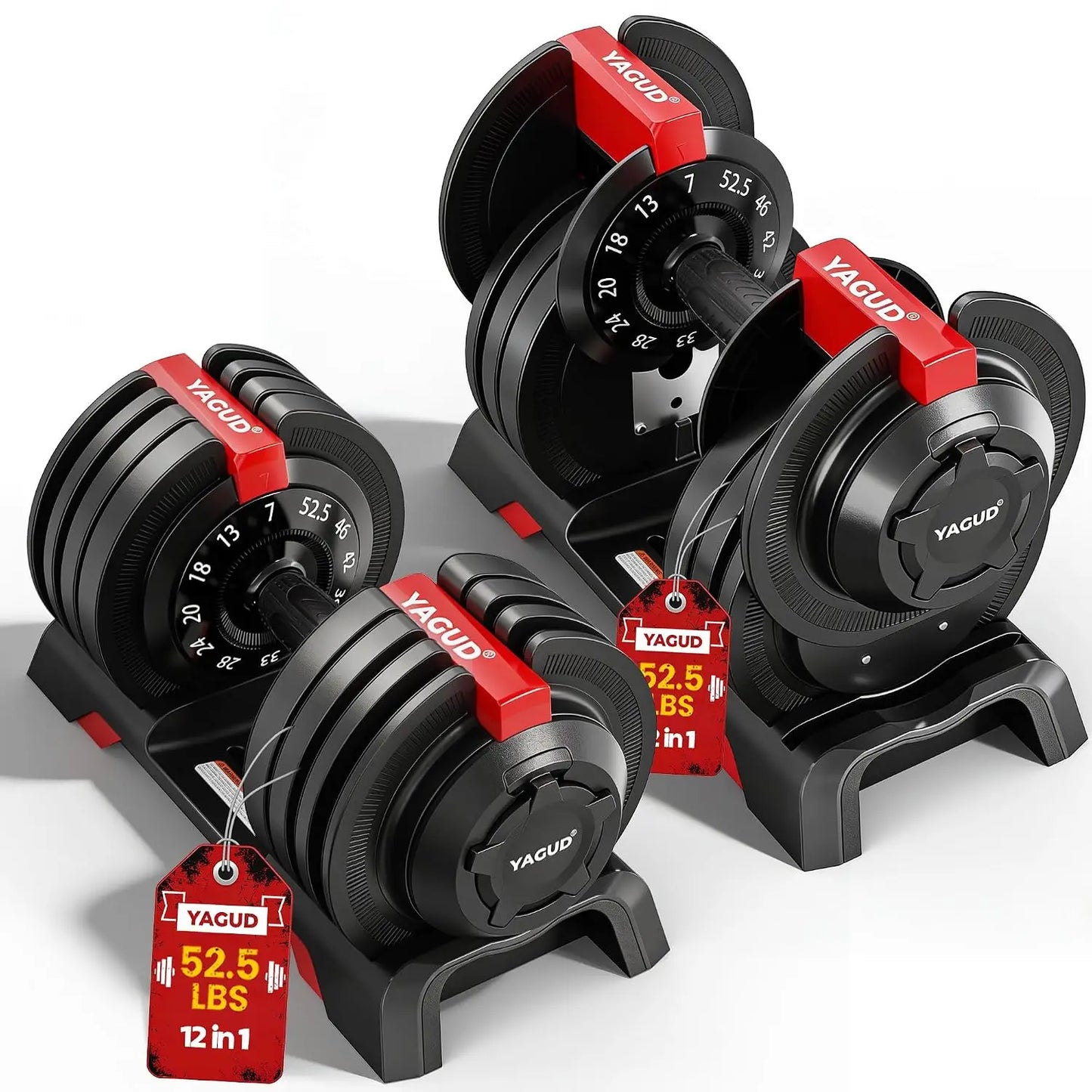 Adjustable Dumbbell Set, 52.5/90 lbs Adjustable Weights Dumbbells, Custom