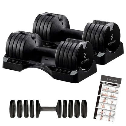 Pure Series Adjustable Dumbbell - 12.5/25/27.5/50/55/75lb - ONE UNIT OR PAIR(check QTY before purchase) - 5-in-1/, Custom