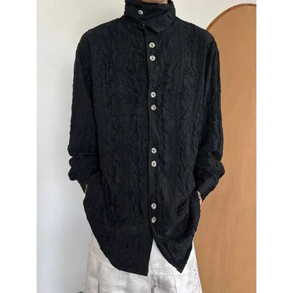 Men's Clothing Long Sleeve Niche Pleated Shirt Commuting Top