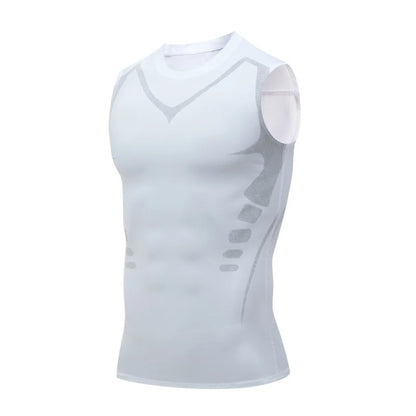 Summer Men Shapewear Ionic Shaping Vest Sleeveless Shirt Tight Compression Shirts Tank Top Body Shaper Breathable Ice Silk Vest