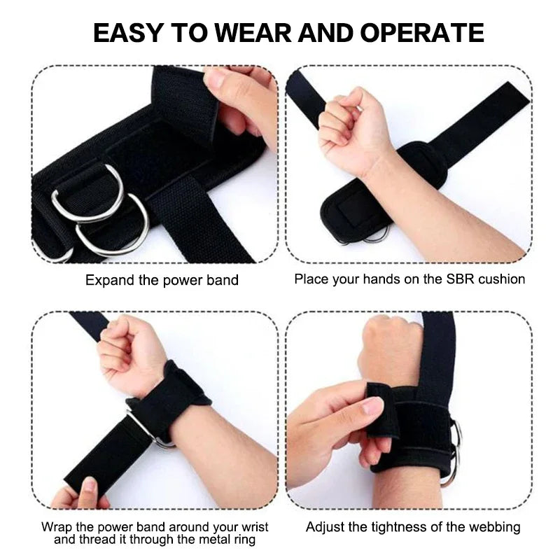 2-in-1 Wrist Straps For Weightlifting Weightlifting Straps With D Ring Deadlift Straps For Cable Machine Workout Gym Straps
