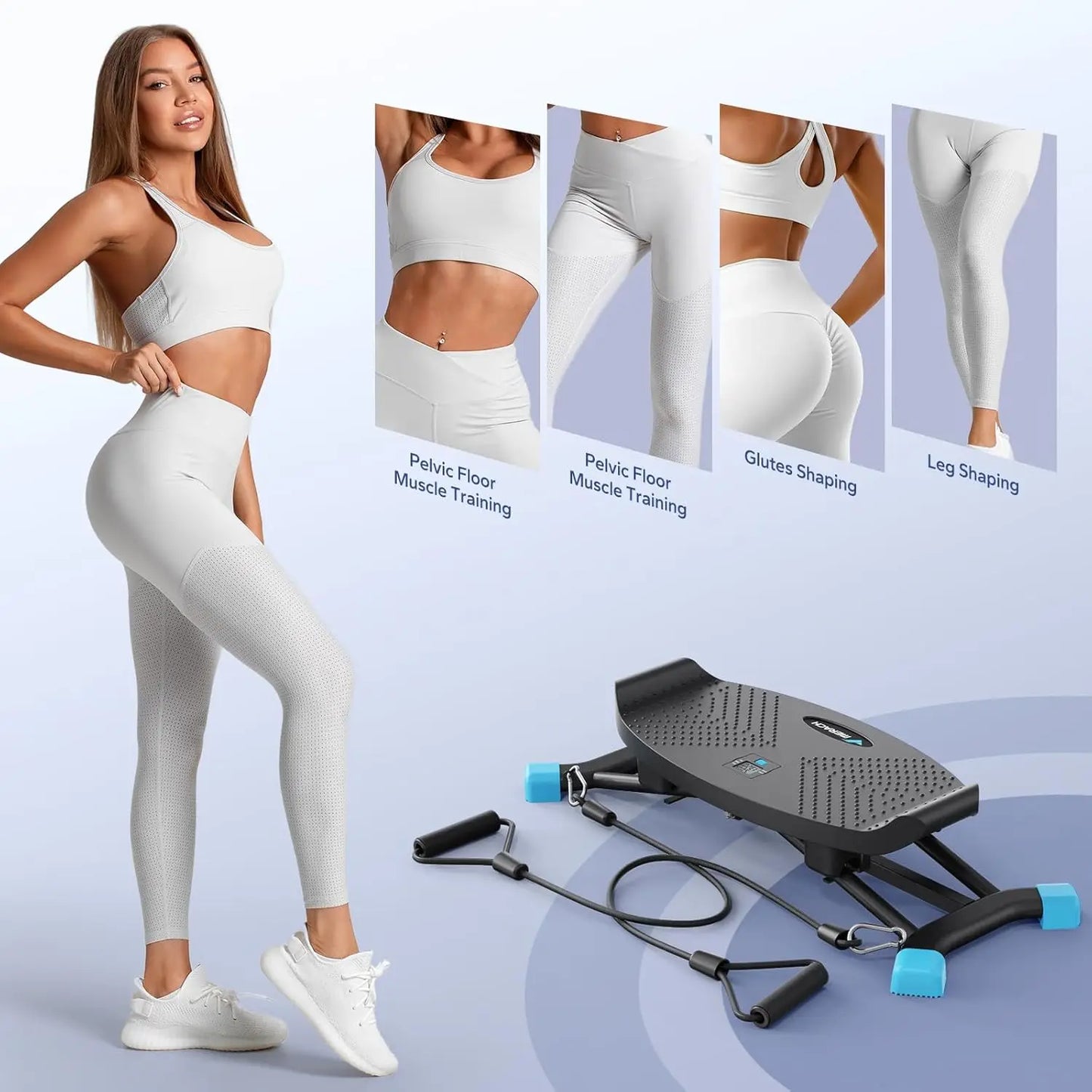 Home Exercise Mini Stairmaster Machine Full Body Workout Slide Steppers Resistance Bands 300 LBS Loading ABS Fitness Equipment
