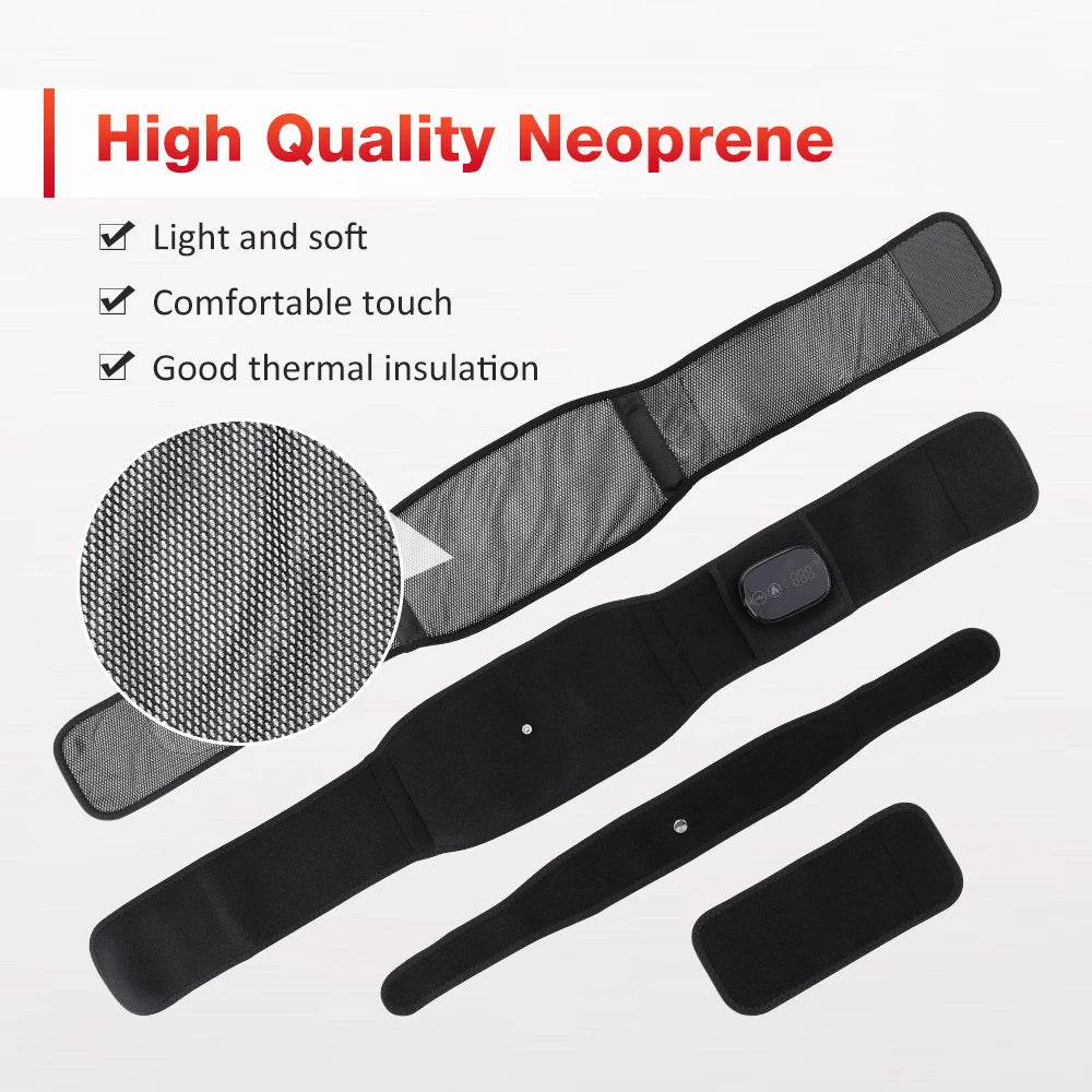 Rechargeable Heated Massage Belt 102pcs Red Light Beads Dual Motor Vibration Electric Heating Waist Massager with Extend Belt