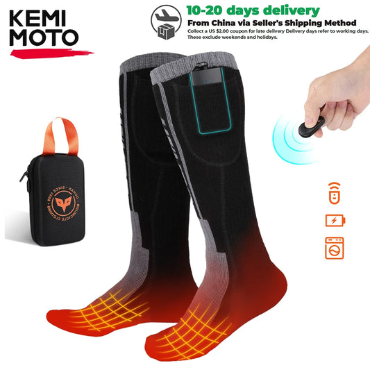Heated Socks Remote Control Motorcycle Electric Heating Socks Rechargeable Battery Winter Thermal Thick Stockings Men Women