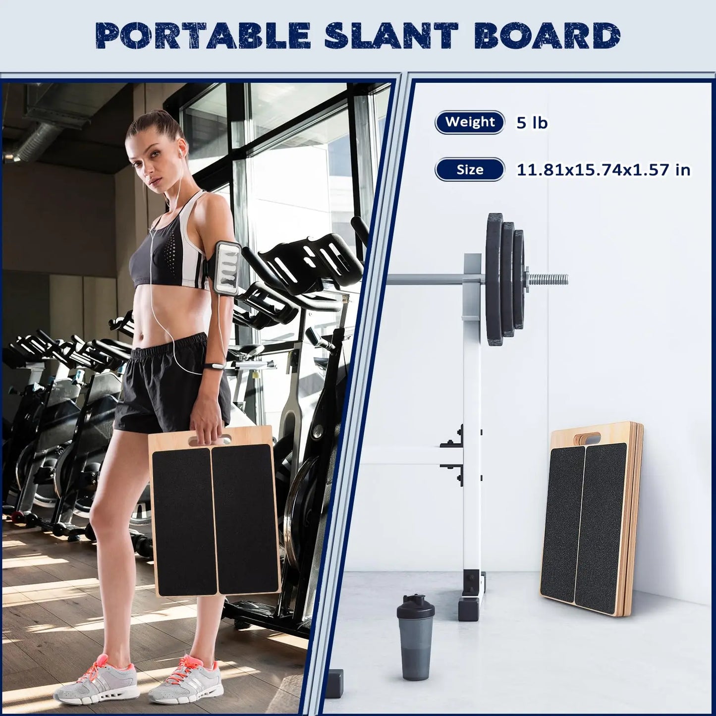 2 in 1 Wooden Balance Board & Calf Stretcher Slant Board, Adjustable Incline Ankle Stretch Board, Anti-Slip Wobble Board , Foot Heel Stretch, Leg Strength Training