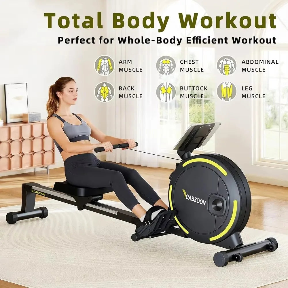 Silent Magnetic Rowing Machine 265LB Capacity 16 Resistance Levels Tablet Holder Home Gym Cardio Full Body Workout Equipment