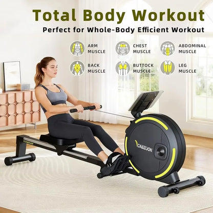 Silent Magnetic Rowing Machine 265LB Capacity 16 Resistance Levels Tablet Holder Home Gym Cardio Full Body Workout Equipment