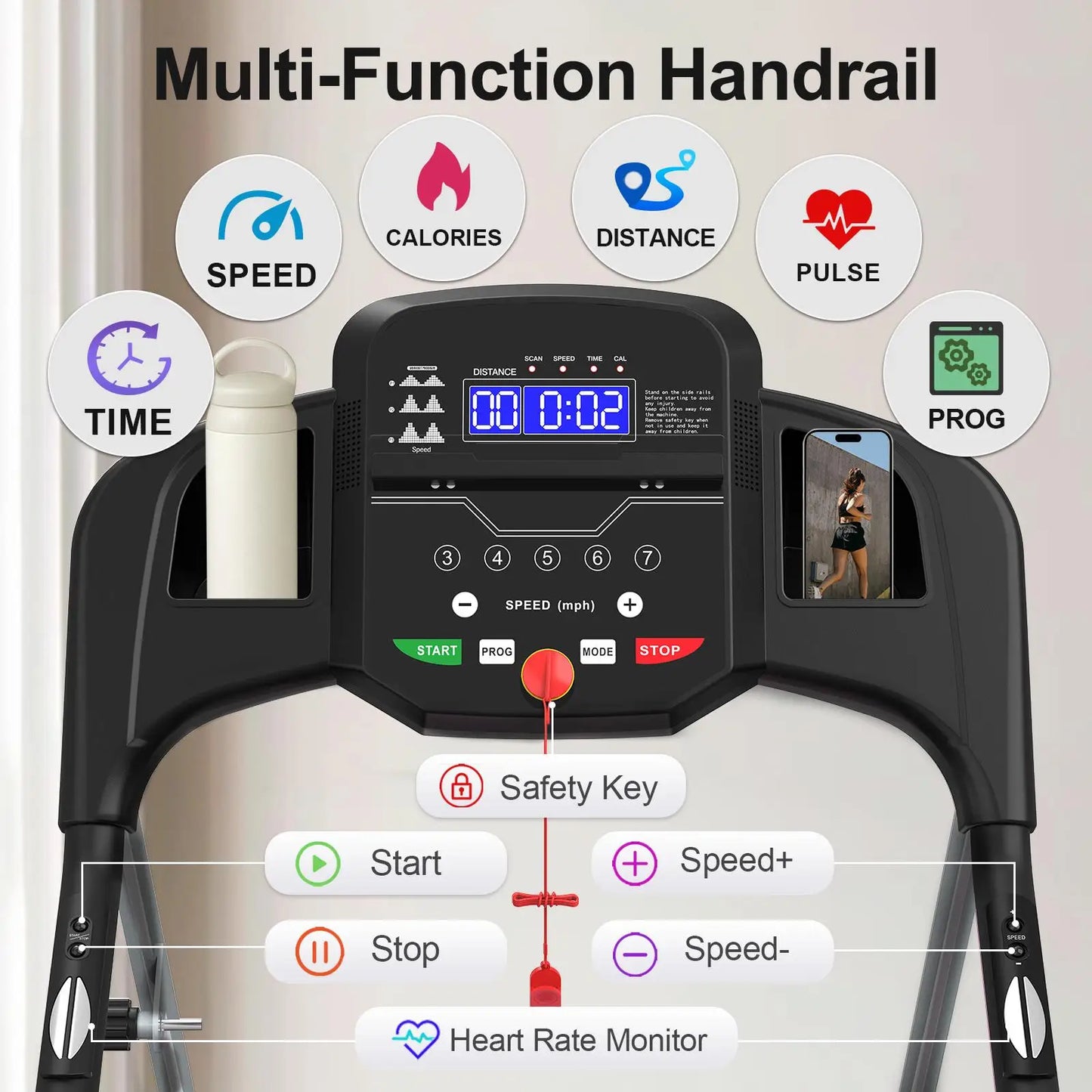Foldable Treadmill For Home Use, Shock-absorbing, Non-slip, Multi-functional, Essential Fitness Equipment For The Whole Family.