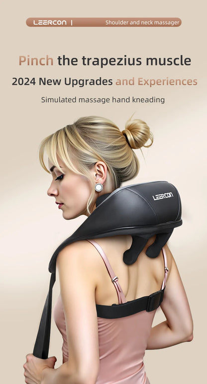 4D Shiatsu Neck and Shoulder Massager With Heat Electric Back Massagers Kneading Massage Pillow Full Body Muscle Dropshipping Home Car Use,Best Gift