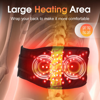 Rechargeable Heated Massage Belt 102pcs Red Light Beads Dual Motor Vibration Electric Heating Waist Massager with Extend Belt