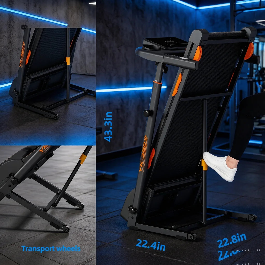 3-Level Adjustable Height Folding Treadmill,3.0HP Brushless Motor,Low Noise Below 45dB,15% Auto Incline,Quiet Shock Absorption Indoor Running Machine