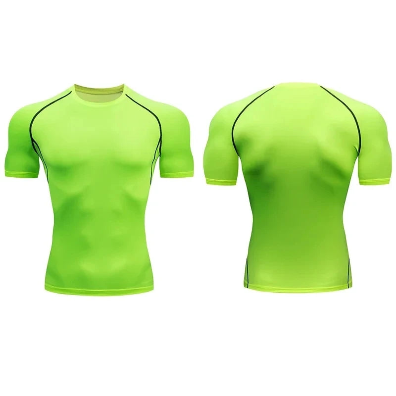 Men's Compression T-Shirt Summer Sportswear Running T shirt Elastic Quick Dry Sport Tops Tee Athletic Gym Workout T Shirts Men