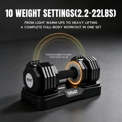22/33 lbs Pair/Single Adjustable Dumbbells Set,Premium Quick Adjust, 10 in 1 Adjustable Dumbbell Set for Men and, Custom