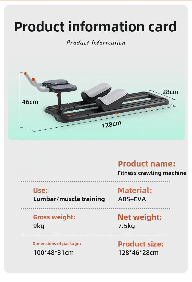 Silent Crawling Machine for Waist Slim, Home Indoor Core Ab Workout Trainer, Multi-Functional Crocodile SitUps Fitness Equipment