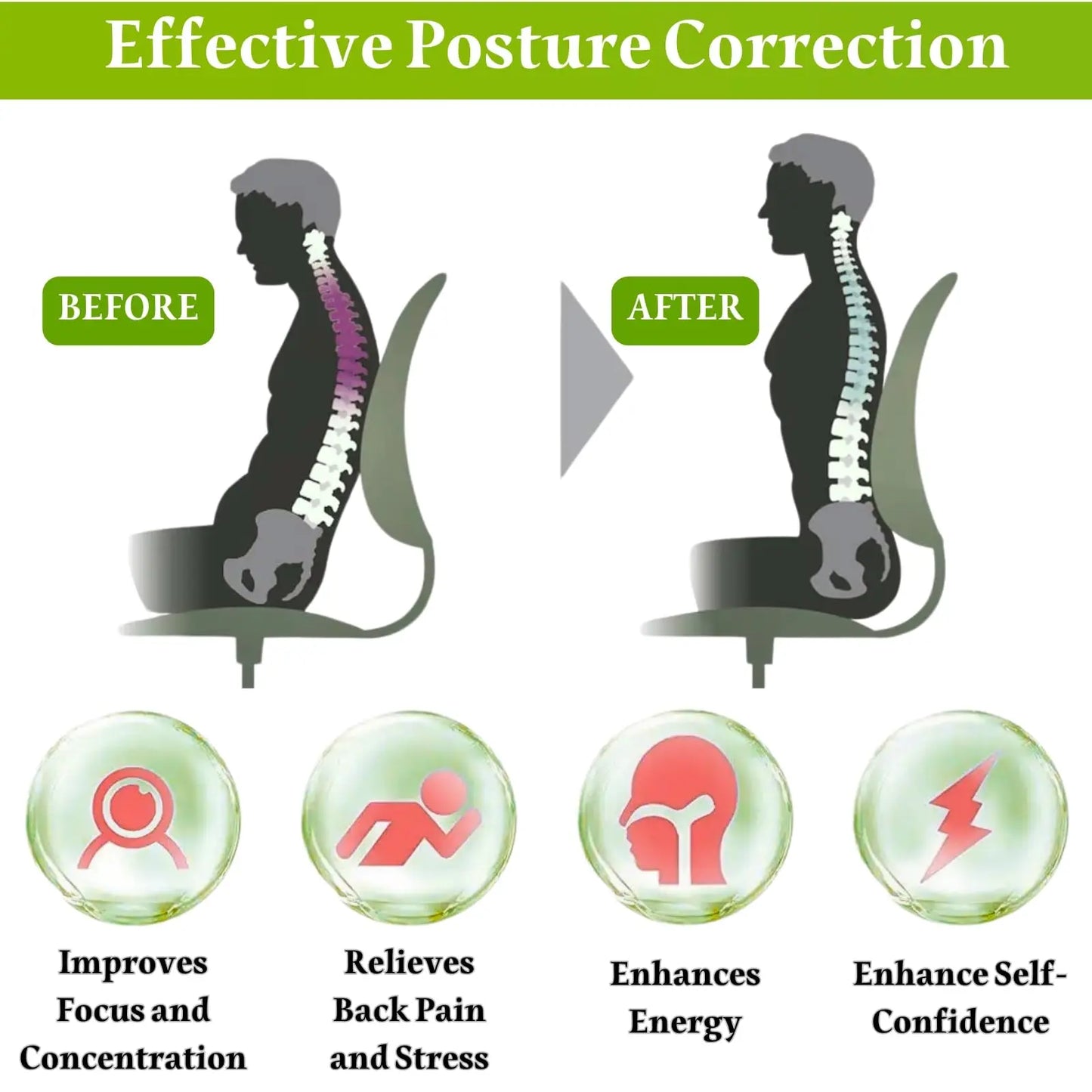 Lightweight Posture Corrector Back Support Belt for Improving Sitting Posture - Adjustable for Correcting Sitting Posture