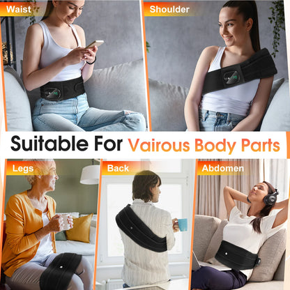 Rechargeable Heated Massage Belt 102pcs Red Light Beads Dual Motor Vibration Electric Heating Waist Massager with Extend Belt