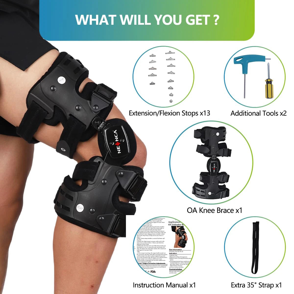 NEENCA OA Unloader Knee Brace Pain Relief & Knee Support for ACL & Meniscus Injury Joint and Patella Stability for Men and Women