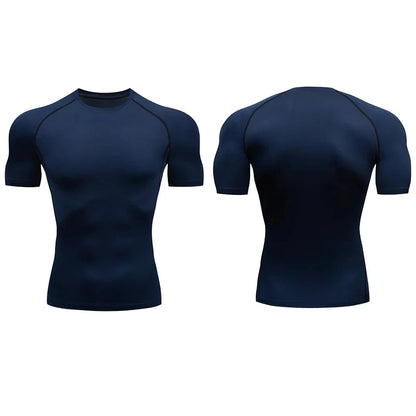 Men's Compression T-Shirt Summer Sportswear Running T shirt Elastic Quick Dry Sport Tops Tee Athletic Gym Workout T Shirts Men