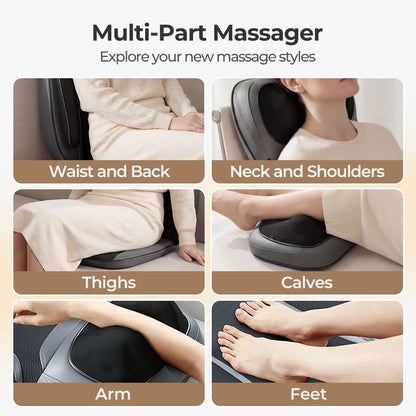 Shiatsu Neck Back Massager with Heat, Adjustable Massage Chair Pad Back Support Massage Seat Cushion for Full Body Massager Gifts for Dad Mom, Adjustable Intensity and Height for Office Chair and Home Use
